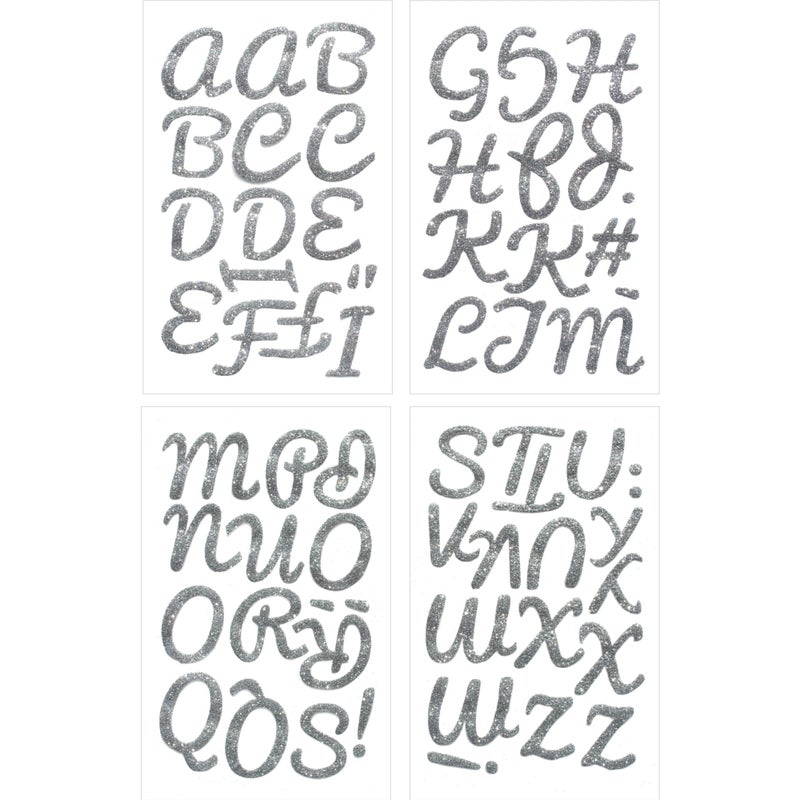 SEI S.E.I. 1.75-Inch Iron-on T-Shirt Letters  Pacifico Glitter Letter Heat Transfers  Silver - Image 2